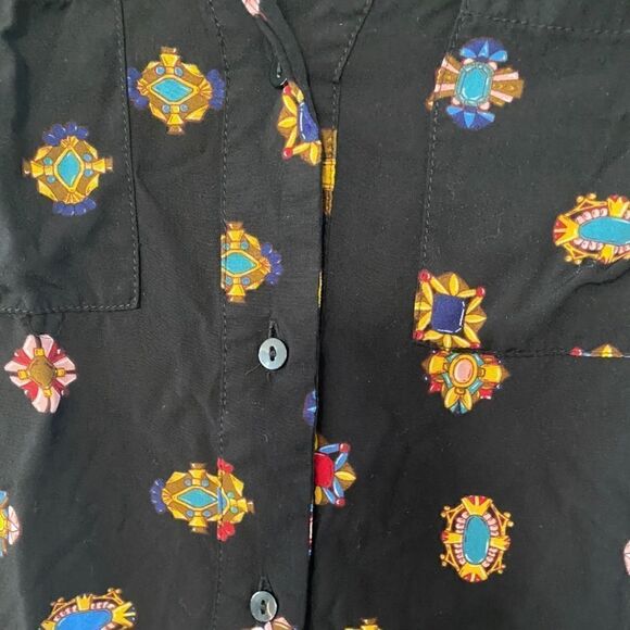 Zara Basic print, button down, High/low top size Medium - Picture 11 of 12